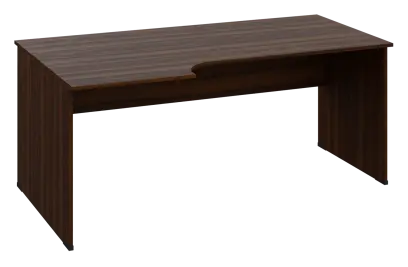 ERL 18 - 186 stůl kancelářský, rohový, levý, dřevěná podnož, deska 18 mm, široký 1800 mm, ořech královský